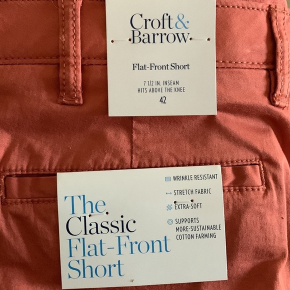 Croft & Barrow Rose Classic Flat-Front Shorts, [Men’s Sz 42] NWT - Picture 3 of 5